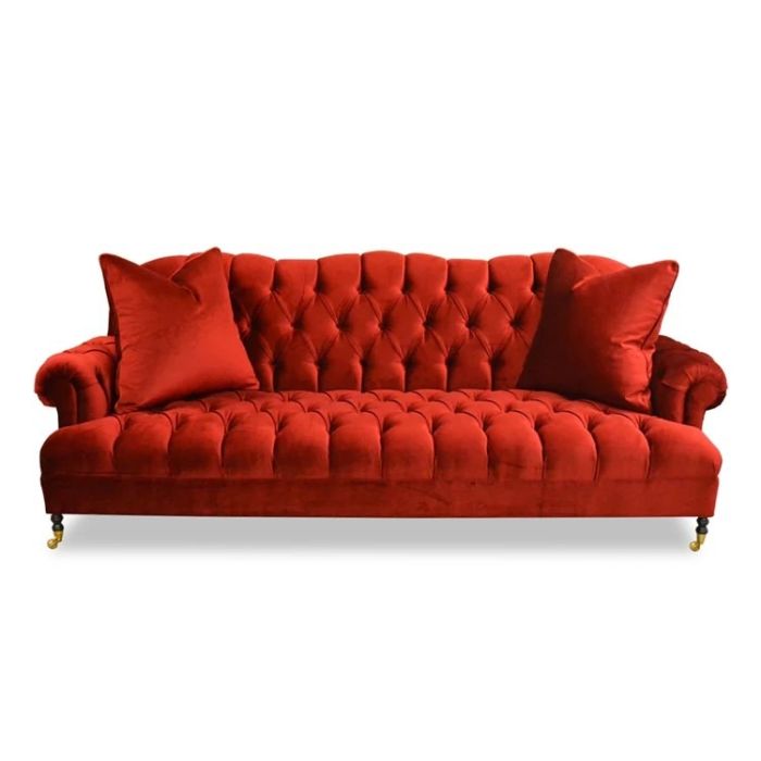 Smith Red Velvet Sofa