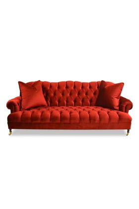 Smith Red Velvet Sofa